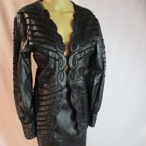 Black Leather 2 Piece Suit